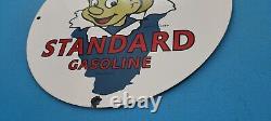 Vintage Standard Gasoline Porcelain Gas Star Perform Pinocchio Walt Disney Sign