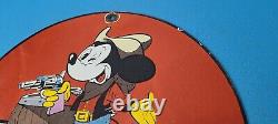 Vintage Standard Gasoline Porcelain Mickey Mouse Walt Disney Service Gas Sign