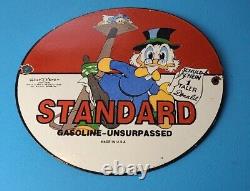 Vintage Standard Gasoline Porcelain Scrooge Duck Walt Disney Service Gas Sign