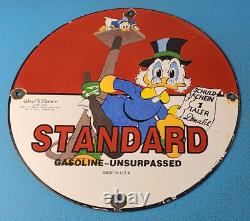 Vintage Standard Gasoline Porcelain Scrooge Duck Walt Disney Service Gas Sign