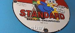Vintage Standard Gasoline Porcelain Scrooge Duck Walt Disney Service Gas Sign