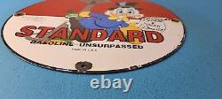 Vintage Standard Gasoline Porcelain Scrooge Duck Walt Disney Service Gas Sign