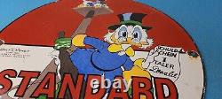 Vintage Standard Gasoline Porcelain Scrooge Duck Walt Disney Service Gas Sign