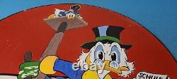 Vintage Standard Gasoline Porcelain Scrooge Duck Walt Disney Service Gas Sign