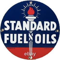 Vintage Standard Gasoline Porcelain Sign Gas Station Pump Plate Service Fuel Oil