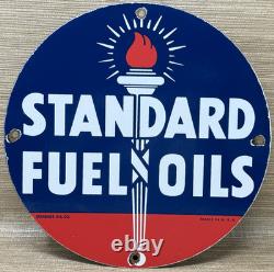 Vintage Standard Gasoline Porcelain Sign Gas Station Pump Plate Service Fuel Oil