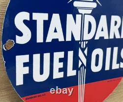 Vintage Standard Gasoline Porcelain Sign Gas Station Pump Plate Service Fuel Oil