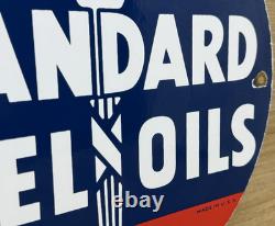 Vintage Standard Gasoline Porcelain Sign Gas Station Pump Plate Service Fuel Oil