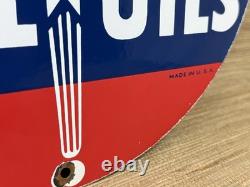 Vintage Standard Gasoline Porcelain Sign Gas Station Pump Plate Service Fuel Oil