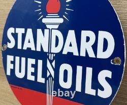 Vintage Standard Gasoline Porcelain Sign Gas Station Pump Plate Service Fuel Oil