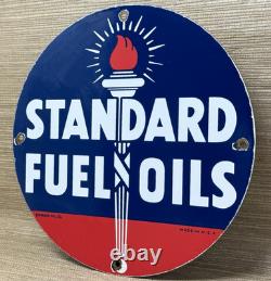 Vintage Standard Gasoline Porcelain Sign Gas Station Pump Plate Service Fuel Oil