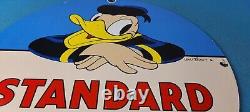 Vintage Standard Gasoline Sign Disney Donald Duck Gas Pump Porcelain Sign