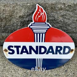 Vintage Standard Gasoline Sign Porcelain American Torch Gas Pump Sign