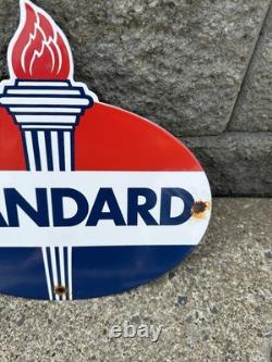 Vintage Standard Gasoline Sign Porcelain American Torch Gas Pump Sign