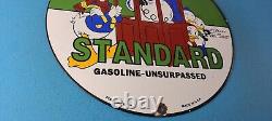 Vintage Standard Gasoline Sign Porcelain Walt Disney Gas Oil Pump Plate Sign
