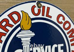 Vintage Standard Indiana Gasoline Porcelain Sign Gas Station Pump Plate Service