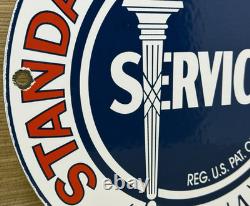 Vintage Standard Indiana Gasoline Porcelain Sign Gas Station Pump Plate Service