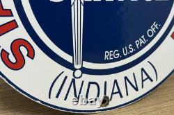Vintage Standard Indiana Gasoline Porcelain Sign Gas Station Pump Plate Service