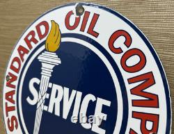 Vintage Standard Indiana Gasoline Porcelain Sign Gas Station Pump Plate Service