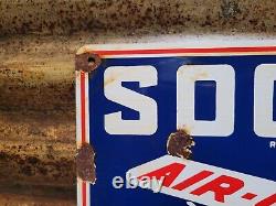 Vintage Standard Oil Co Porcelain Sign Socony Airplane Aviation Fuel Engine Lube