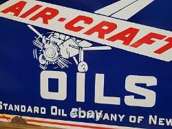 Vintage Standard Oil Co Porcelain Sign Socony Airplane Aviation Fuel Engine Lube