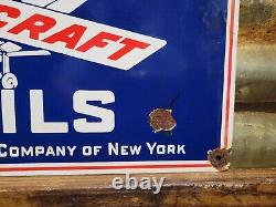 Vintage Standard Oil Co Porcelain Sign Socony Airplane Aviation Fuel Engine Lube