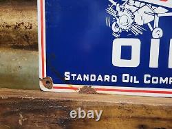 Vintage Standard Oil Co Porcelain Sign Socony Airplane Aviation Fuel Engine Lube
