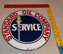 Vintage Standard Oil Company Gasoline Service Torch 11 3/4 Porcelain Metal Sign