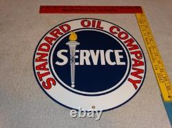 Vintage Standard Oil Company Gasoline Service Torch 11 3/4 Porcelain Metal Sign