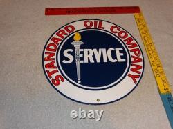 Vintage Standard Oil Company Gasoline Service Torch 11 3/4 Porcelain Metal Sign