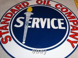 Vintage Standard Oil Company Gasoline Service Torch 11 3/4 Porcelain Metal Sign