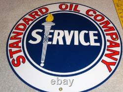 Vintage Standard Oil Company Gasoline Service Torch 11 3/4 Porcelain Metal Sign
