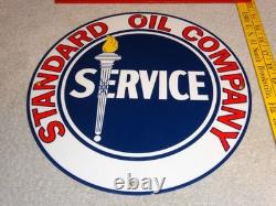 Vintage Standard Oil Company Gasoline Service Torch 11 3/4 Porcelain Metal Sign