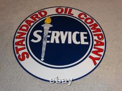 Vintage Standard Oil Company Gasoline Service Torch 11 3/4 Porcelain Metal Sign