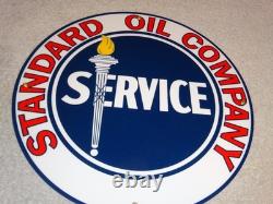 Vintage Standard Oil Company Gasoline Service Torch 11 3/4 Porcelain Metal Sign