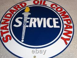 Vintage Standard Oil Company Gasoline Service Torch 11 3/4 Porcelain Metal Sign