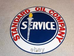 Vintage Standard Oil Company Gasoline Service Torch 11 3/4 Porcelain Metal Sign