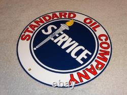 Vintage Standard Oil Company Gasoline Service Torch 11 3/4 Porcelain Metal Sign