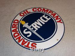 Vintage Standard Oil Company Gasoline Service Torch 11 3/4 Porcelain Metal Sign