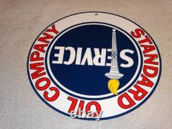 Vintage Standard Oil Company Gasoline Service Torch 11 3/4 Porcelain Metal Sign