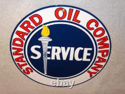 Vintage Standard Oil Company Gasoline Service Torch 11 3/4 Porcelain Metal Sign