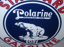 Vintage Standard Polarine Motor Oil & Bear 11 3/4 Porcelain Metal Gasoline Sign Vintage Standard Polarine Motor Oil & Bear 11 3/4 Porcelain Metal Gasoline Sign