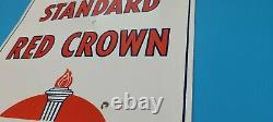 Vintage Standard Red Crown Gasoline Porcelain Gas & Motor Oil Service Sign
