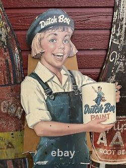 Vintage Standing Dutch Boy Paint Cardboard Sign-store Floor Display- 60 X 20