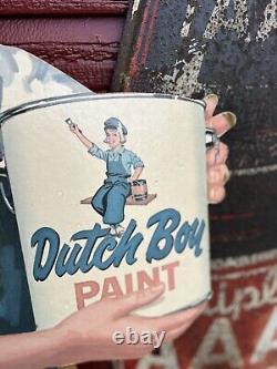 Vintage Standing Dutch Boy Paint Cardboard Sign-store Floor Display- 60 X 20