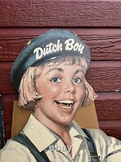 Vintage Standing Dutch Boy Paint Cardboard Sign-store Floor Display- 60 X 20