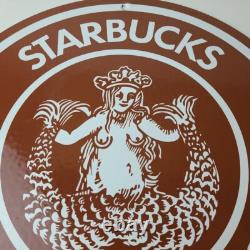 Vintage Starbucks Sign Coffee Tea Spices Porcelain Beverage Gas Pump Sign