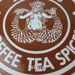 Vintage Starbucks Sign Coffee Tea Spices Porcelain Beverage Gas Pump Sign