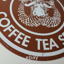 Vintage Starbucks Sign Coffee Tea Spices Porcelain Beverage Gas Pump Sign
