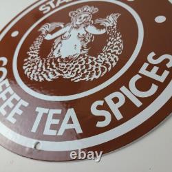 Vintage Starbucks Sign Coffee Tea Spices Porcelain Beverage Gas Pump Sign